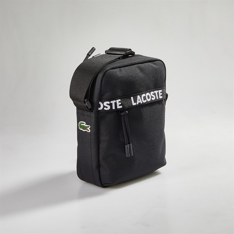 Lacoste Mens Vertical Bag Black Tape