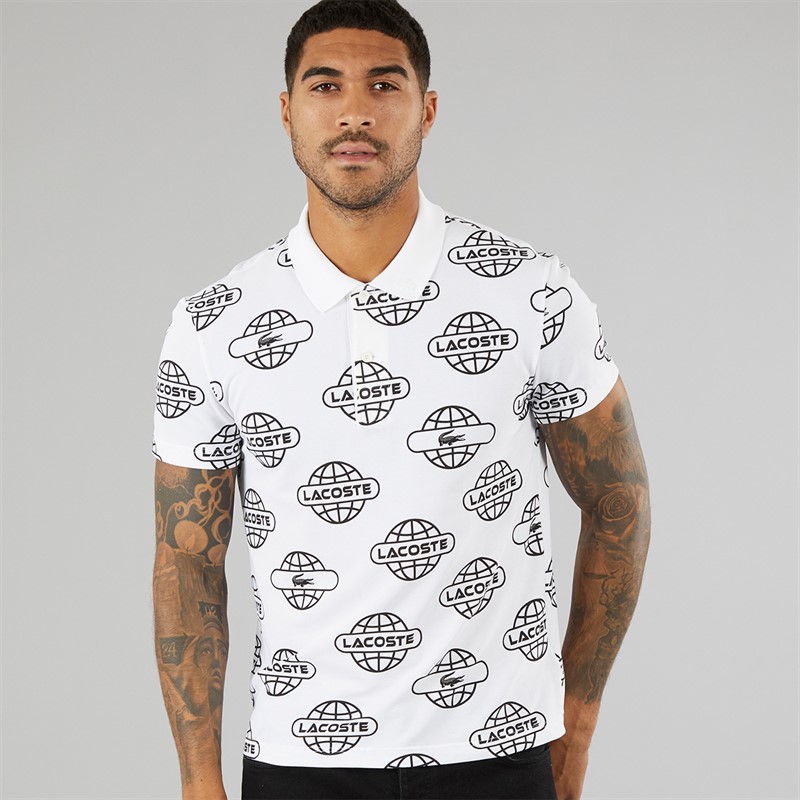 Lacoste Mens Short Sleeve Polo Shirt White/Black