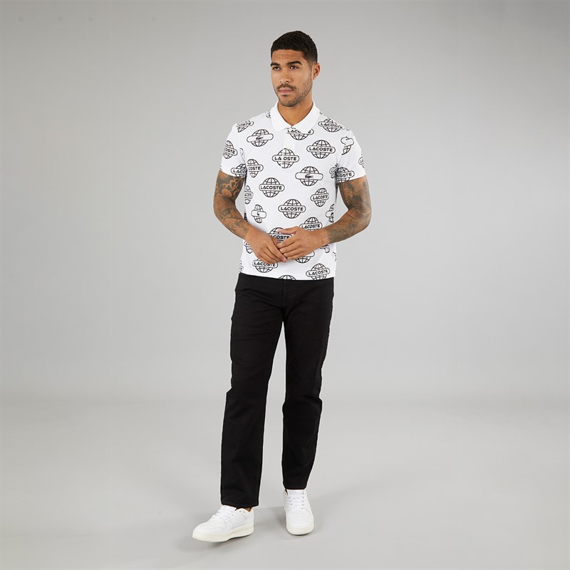 Lacoste Mens Short Sleeve Polo Shirt White/Black