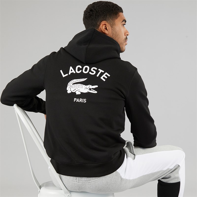 Lacoste Mens Hoodie Black printed - Size M
