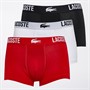 Lacoste Mens Three Pack Boxer Trunks Black/Red/White