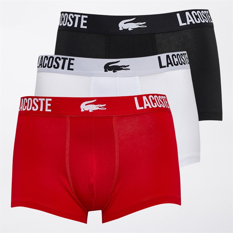 Lacoste Mens Three Pack Boxer Trunks Black/Red/White