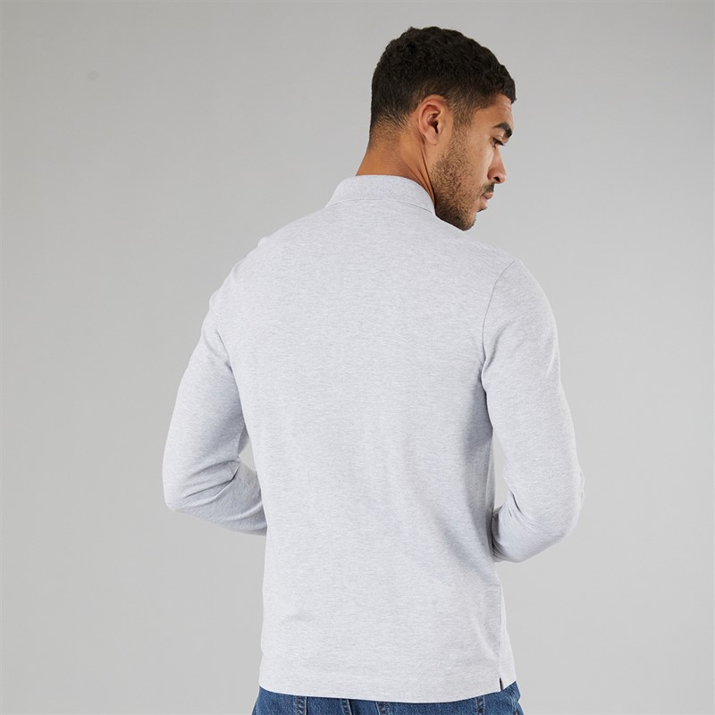 Lacoste Mens Long Sleeve Polo Shirt Silver Chine