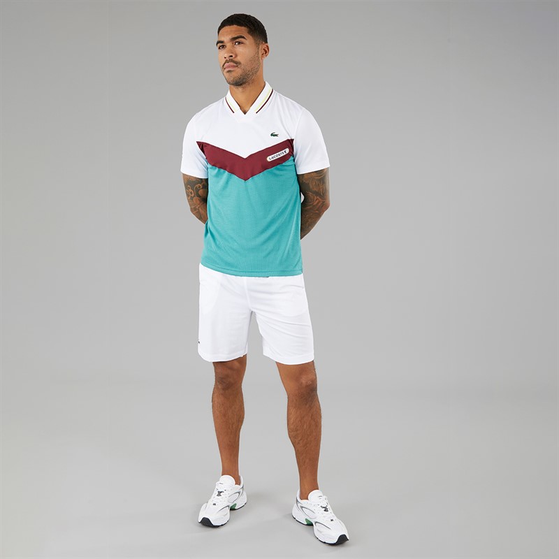 Lacoste Mens Shorts White/Navy Blue