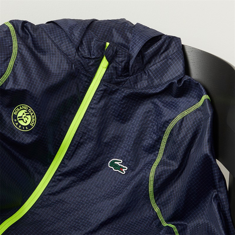 Lacoste Mens Roland Garros Windbreaker Navy Blue/Electric Yellow