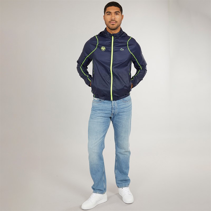 Lacoste Mens Roland Garros Windbreaker Navy Blue/Electric Yellow