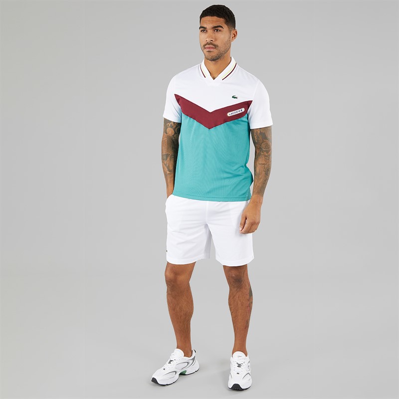 Lacoste Mens Short Sleeve Polo Shirt White/Limeira Zin Ocelle