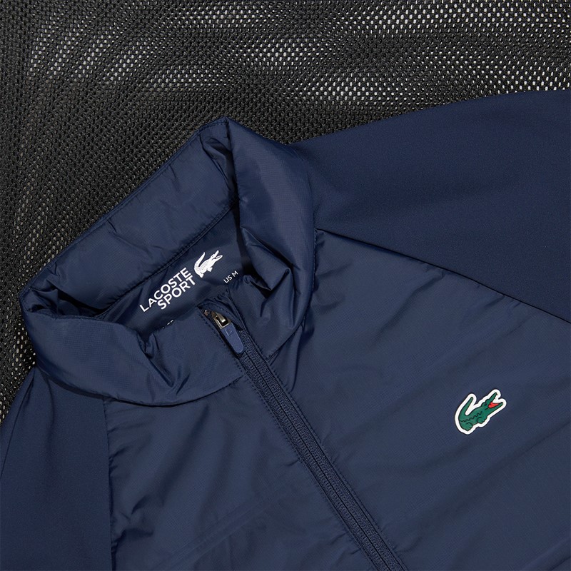 Lacoste Mens High Neck Quilted Jacket Navy Blue
