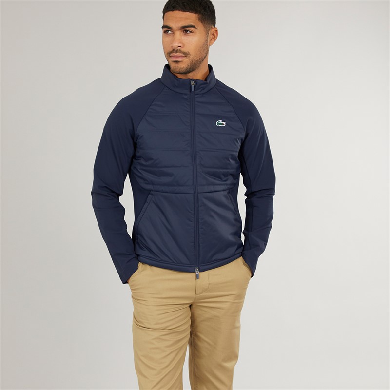 Lacoste Mens High Neck Quilted Jacket Navy Blue