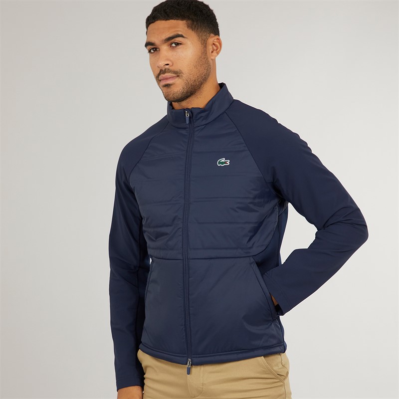 Lacoste Mens High Neck Quilted Jacket Navy Blue