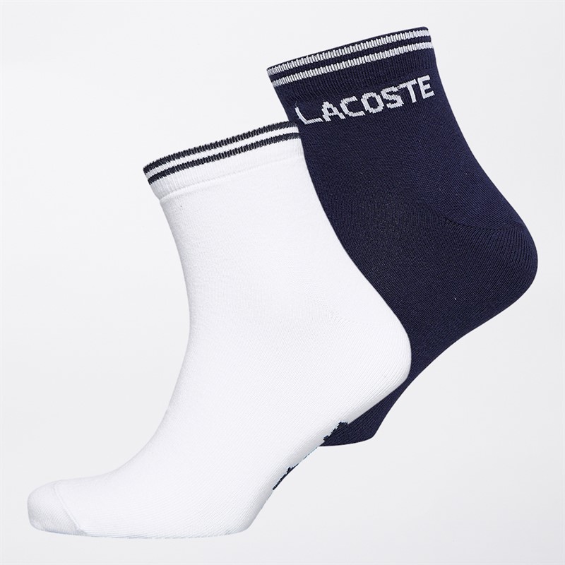 Lacoste Mens Two Pack Socks Navy Blue/White
