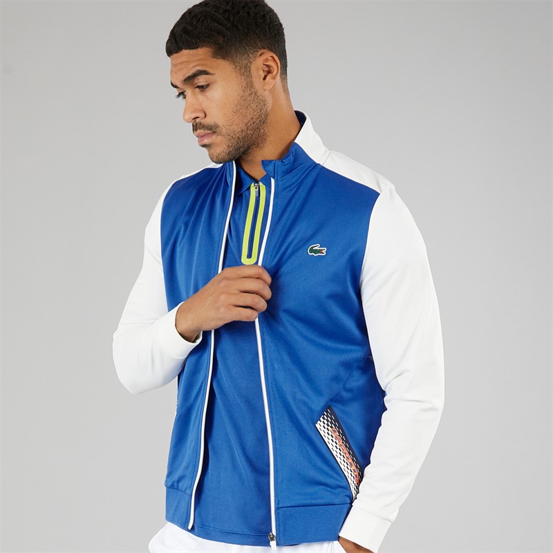 Lacoste Mens Ripstop Zip-Up Sweatshirt Kingdom/Flour