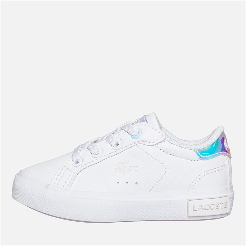 Lacoste Infant Girls Powercourt Trainers White/Light Pink - Size 5.5K