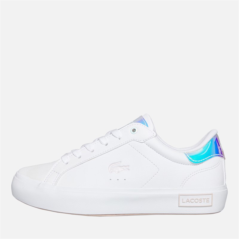 Lacoste Junior Girls Powercourt Trainers White/Light Pink