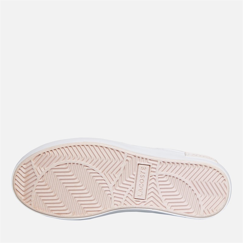 Lacoste Junior Girls Powercourt Trainers White/Light Pink