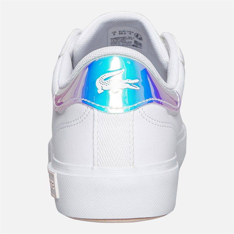 Lacoste Junior Girls Powercourt Trainers White/Light Pink