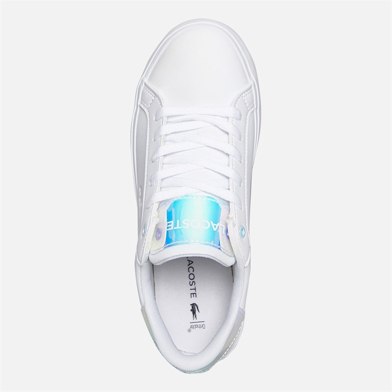 Lacoste Junior Girls Powercourt Trainers White/Light Pink