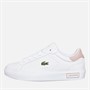 Lacoste Junior Girls Powercourt Trainers White/Light Pink