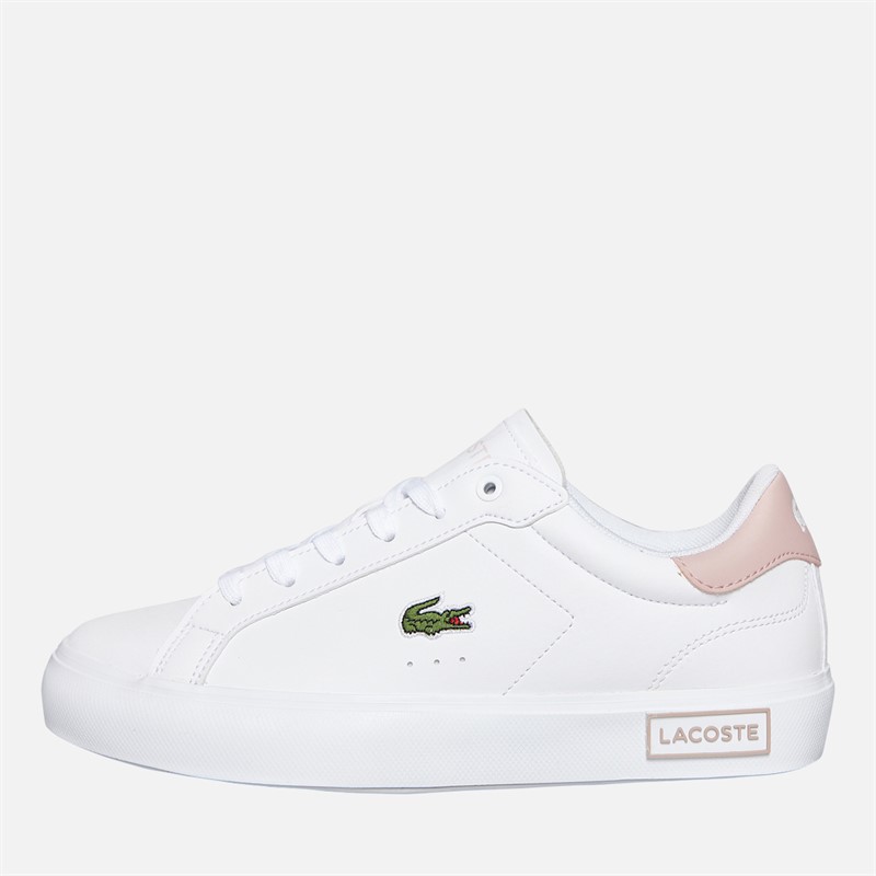 Lacoste Junior Girls Powercourt Trainers White/Light Pink