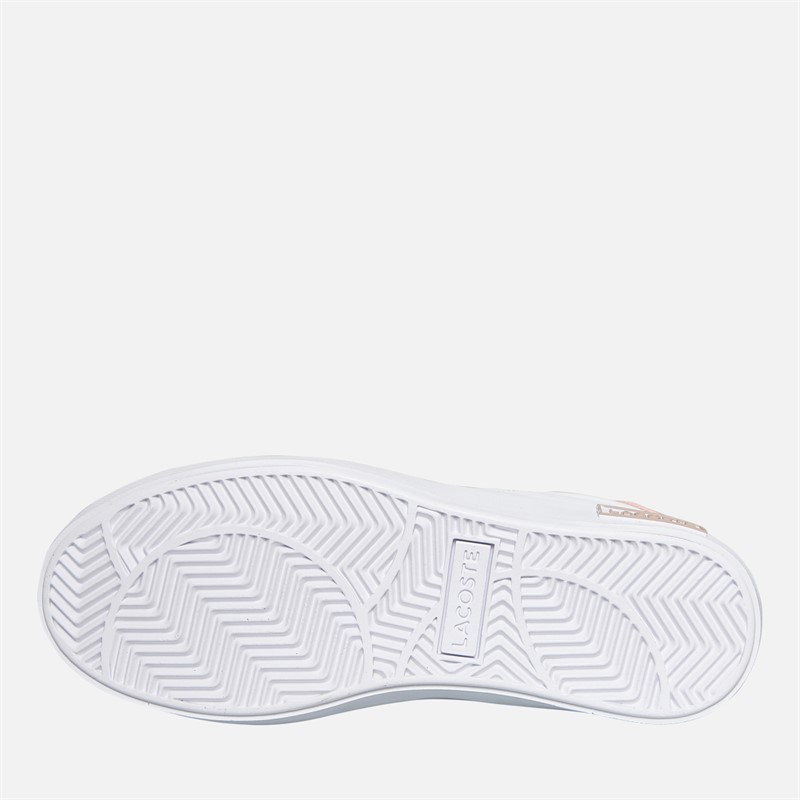 Lacoste Junior Girls Powercourt Trainers White/Light Pink