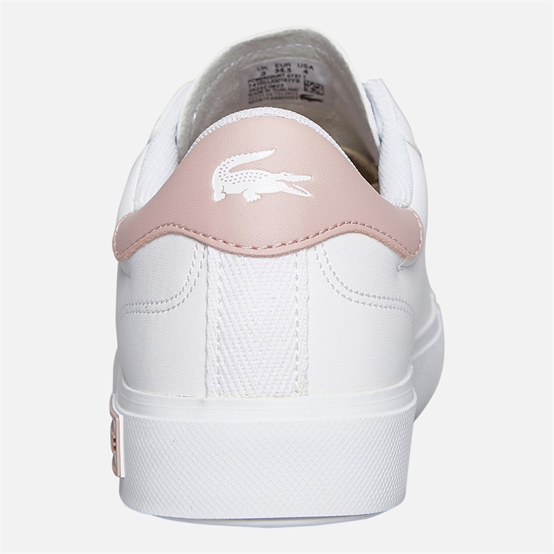 Lacoste Junior Girls Powercourt Trainers White/Light Pink