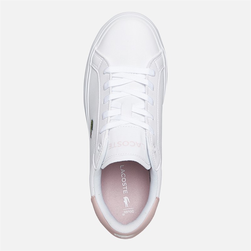 Lacoste Junior Girls Powercourt Trainers White/Light Pink