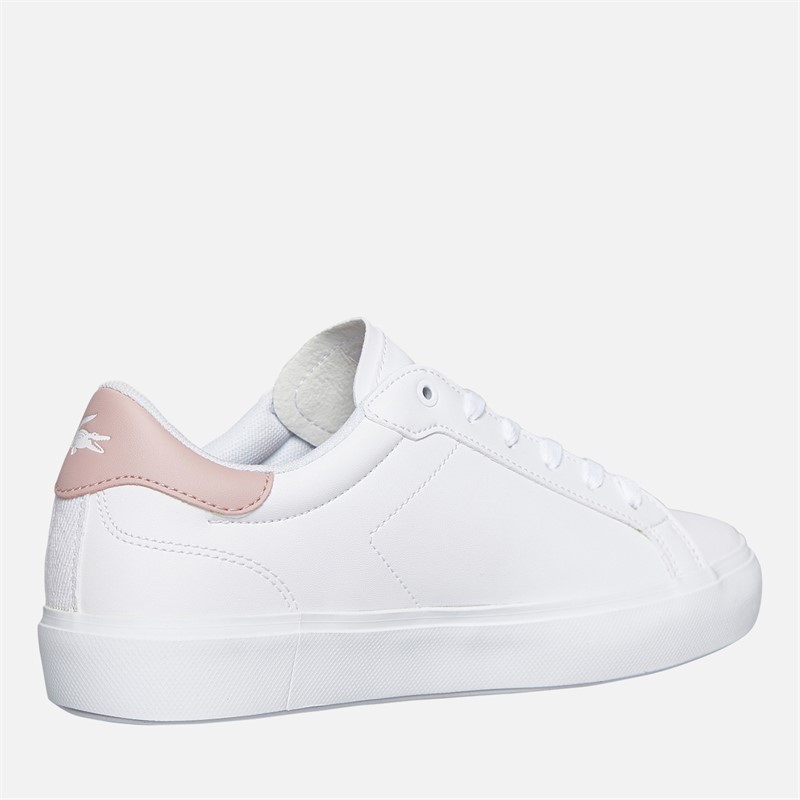 Lacoste Junior Girls Powercourt Trainers White/Light Pink