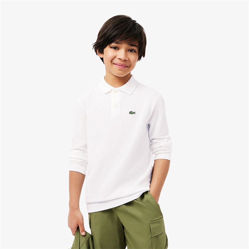 Lacoste Boys Long Sleeve Polo Shirt Blanc