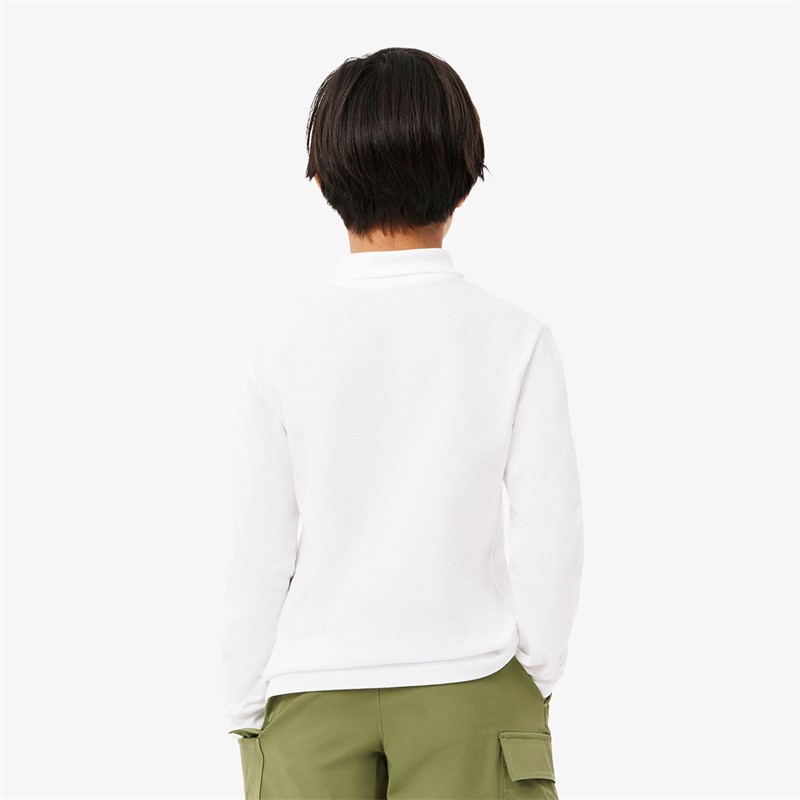 Lacoste Boys Long Sleeve Polo Shirt Blanc