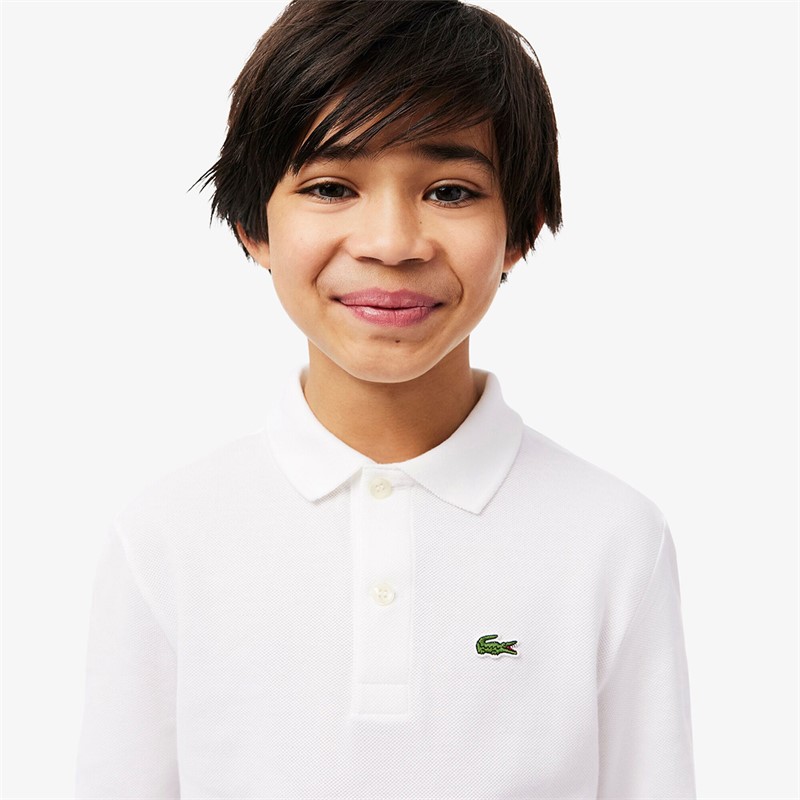 Lacoste Boys Long Sleeve Polo Shirt Blanc