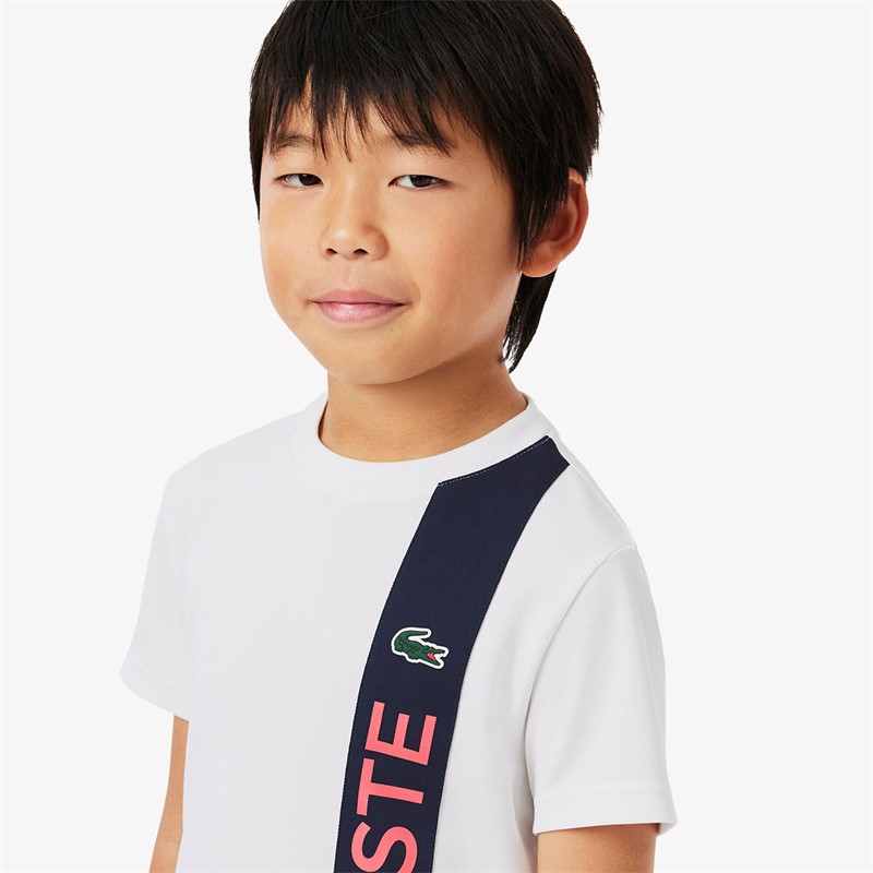 Lacoste Boys T-Shirt Blanc/Marine/Grenadine Blanc/Marine-Grenadine