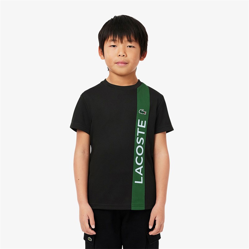 Lacoste Boys T-Shirt Noir/Vert/Ruisseau Noir/Vert-Ruisseau