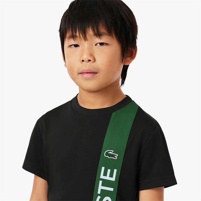 Lacoste Boys T-Shirt Noir/Vert/Ruisseau Noir/Vert-Ruisseau