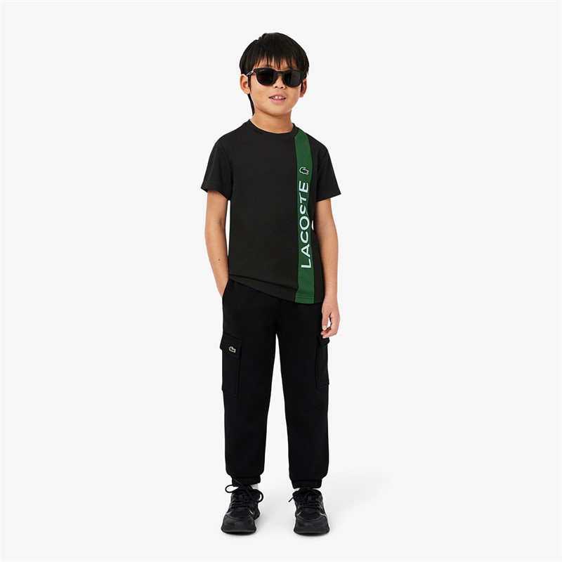 Lacoste Boys T-Shirt Noir/Vert/Ruisseau Noir/Vert-Ruisseau