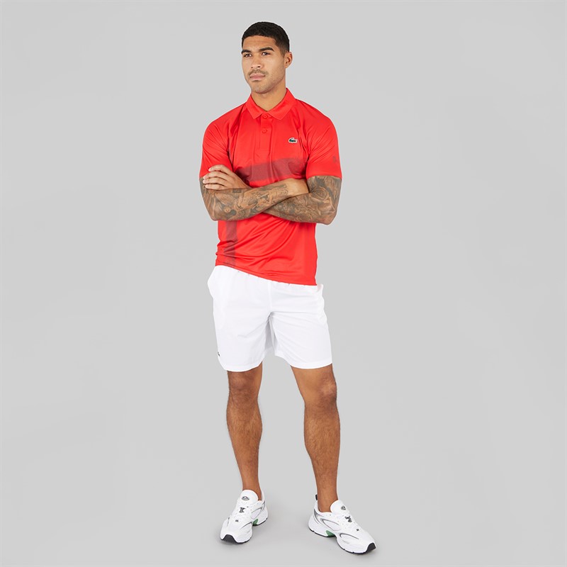 Lacoste Mens Shorts White/Mango Tree Red