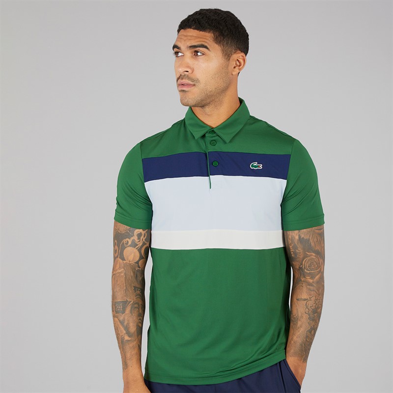 Lacoste Mens Polo Shirt Green/Rill Navy Blue