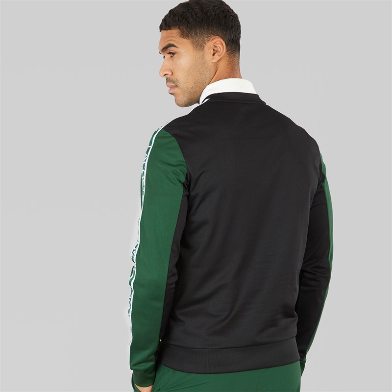 Lacoste Mens Colour Block Stripe Sweatshirt Black/Green