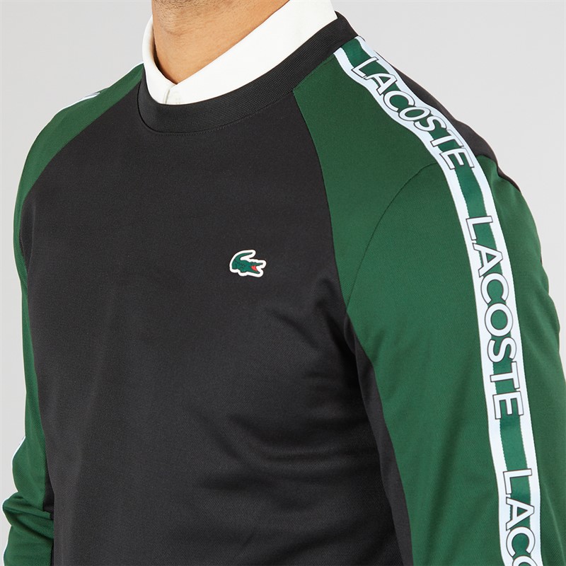 Lacoste Mens Colour Block Stripe Sweatshirt Black/Green
