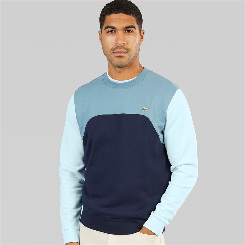 Lacoste Mens Colour Block Sweatshirt Navy Blue/Limestone Rill