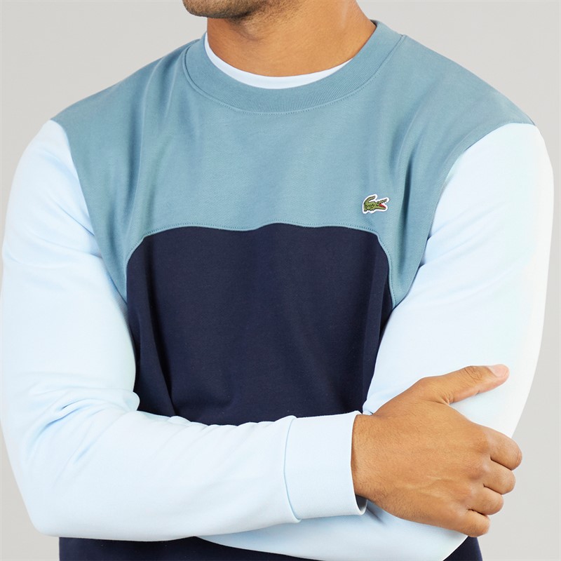Lacoste Mens Colour Block Sweatshirt Navy Blue/Limestone Rill