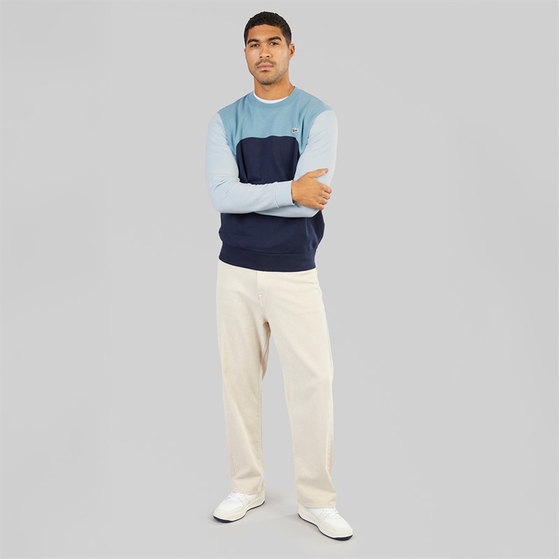 Lacoste Mens Colour Block Sweatshirt Navy Blue/Limestone Rill