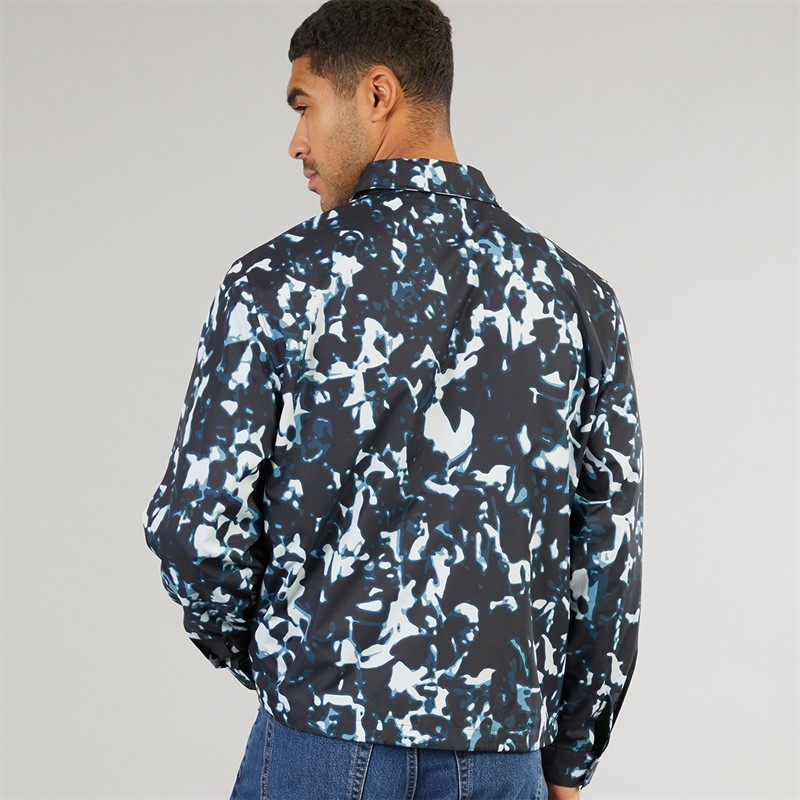Lacoste Mens Print Motif Windbreaker Black/Limestone Calluna