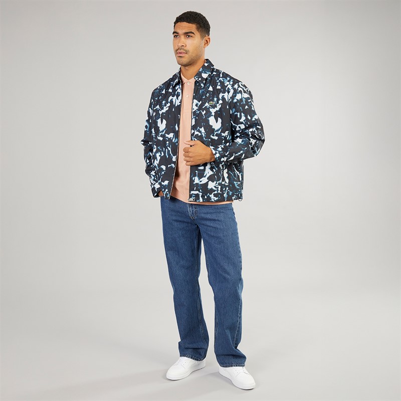 Lacoste Mens Print Motif Windbreaker Black/Limestone Calluna