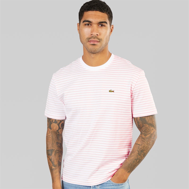 Lacoste Mens T-Shirt White/Flamingo