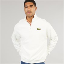 Lacoste Mens Quarter Zip Sweatshirt Flour