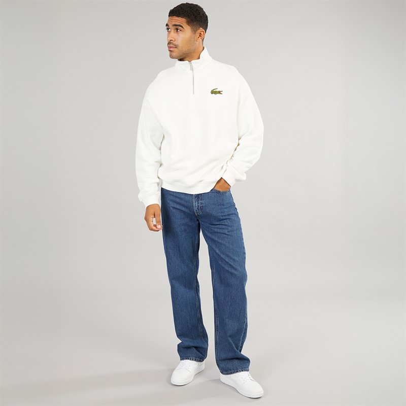 Lacoste Mens Quarter Zip Sweatshirt Flour