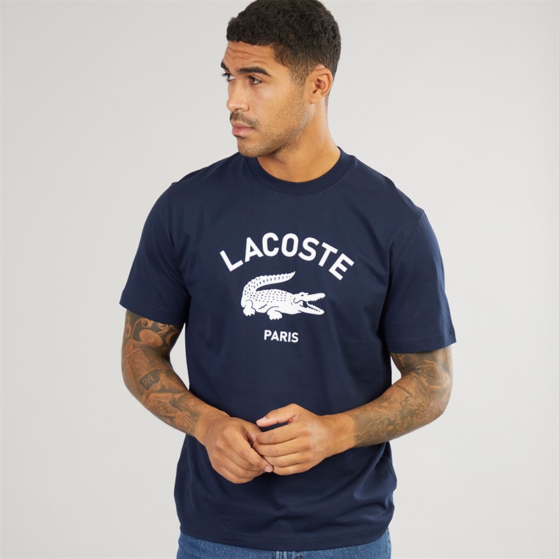 Lacoste Mens Lacoste Print T-Shirt Navy Blue - Size XL