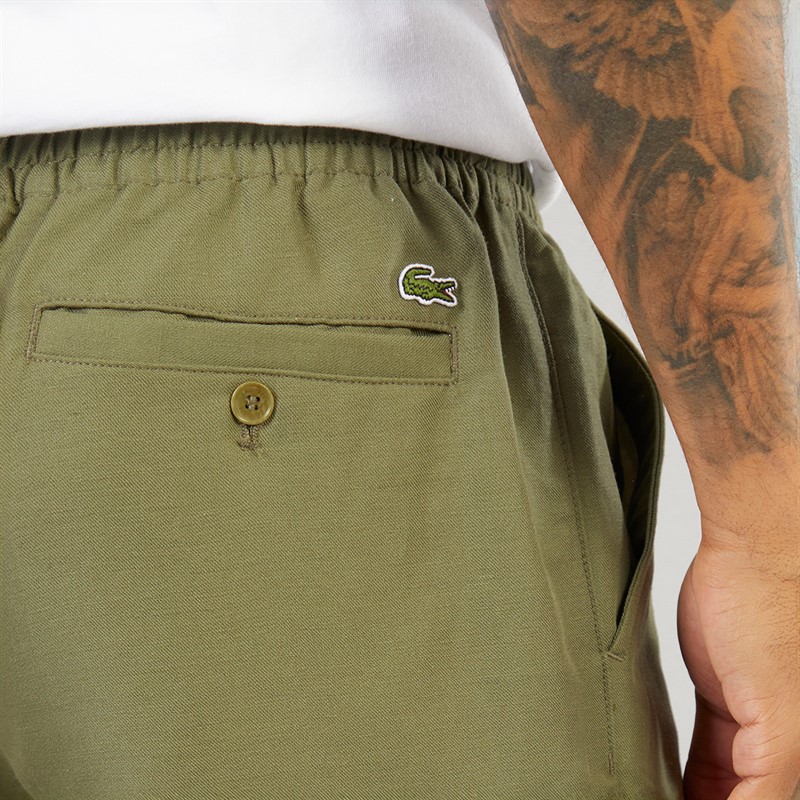 Lacoste Mens Linen Blend Shorts Khaki