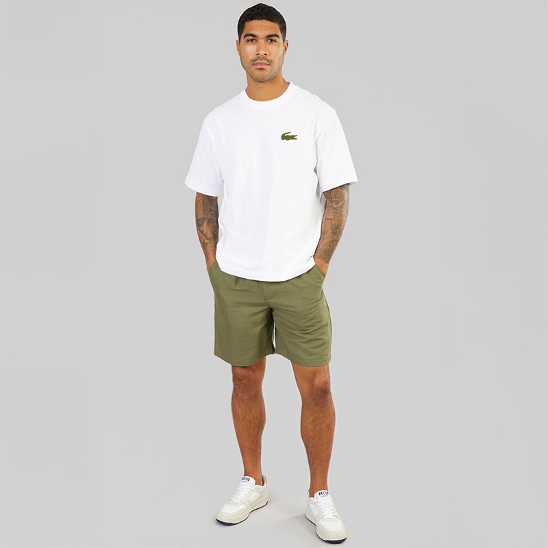 Lacoste Mens Linen Blend Shorts Khaki