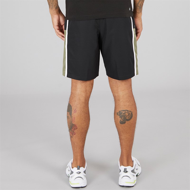 Lacoste Mens Colour Block Stripe Shorts Black/Khaki White